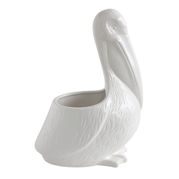 White Ceramic Pelican Shaped Planter